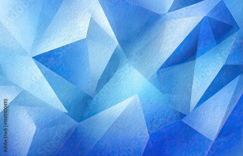 Abstract blue geometric shapes, textured and layered, showing varying shades of blue with a soft, almost painterly effect, creating depth and dimension