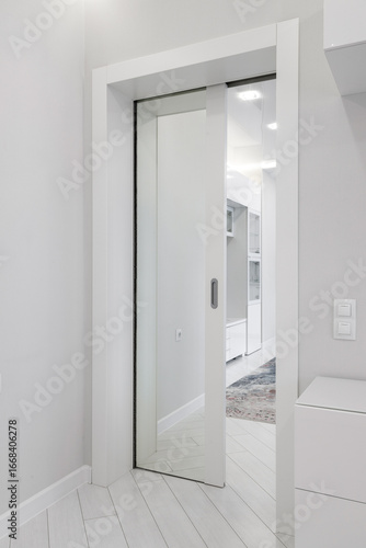 A Modern Glass Sliding Door Featured in an Elegant Interior Design