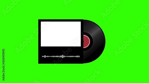 Retro Vinyl Record with Blank Cover and Audio Waves