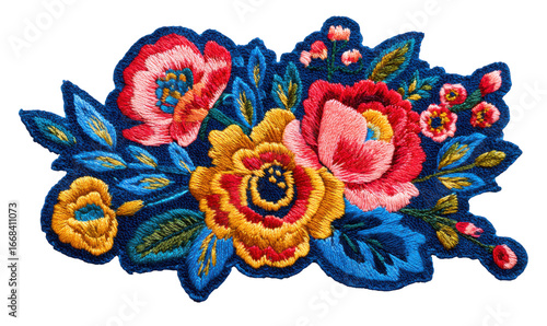 Embroidered floral bouquet patch