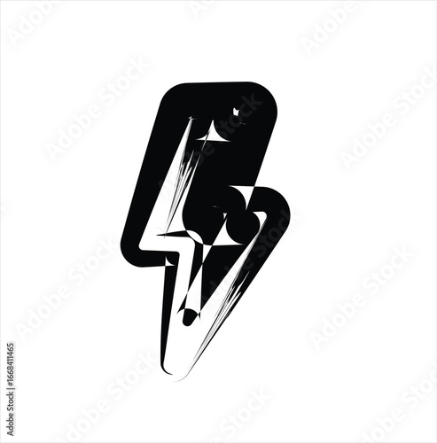 Lightning bolt Icon Brush Stroke Stock Illustration