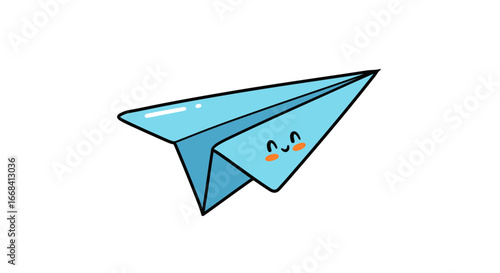 Cute paper airplane cartoon illustration vector graphic design origami craft handmade fly travel transport on transparent background