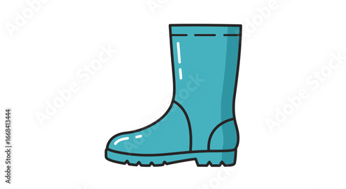 Teal rain boot footwear rubber boot waterproof boot wellington boot fashion accessory outdoor gear shoe on transparent background