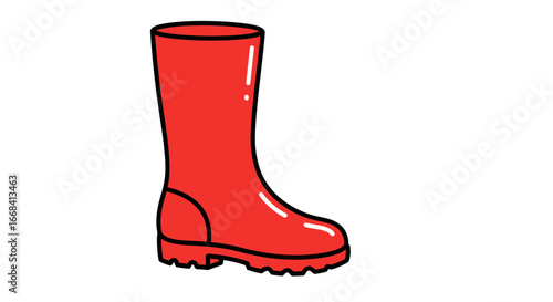 Red rain boot footwear rubber boot wellington boot waterproof boot fashion accessory outdoor wear cartoon on transparent background