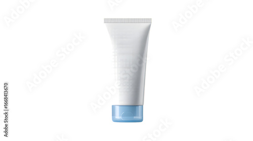 White cosmetic tube mockup on blue background