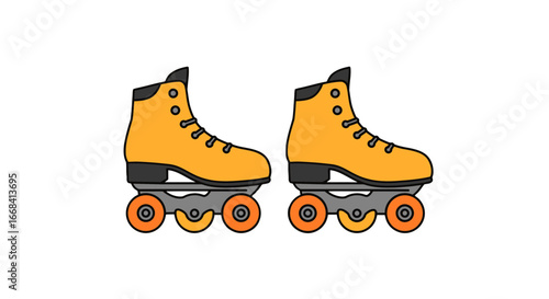 Pair of roller skates skating fun recreation sport rollerblades skating rink activity leisure equipment on transparent background
