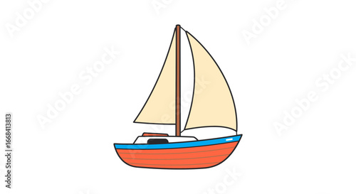 Illustration of a sailing boat vessel sailboat ship nautical watercraft with sails and hull vector art on transparent background