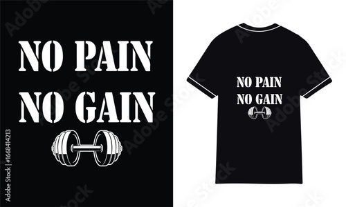 No Pain No Gain Kettlebell Gym T-Shirt Design"