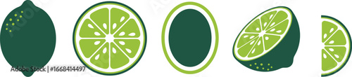 Vibrant green limes presented in various artistic cuts and forms