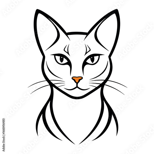 Minimalist Cat Portrait Elegant Line Art Depicting a Stylish and Graceful Feline