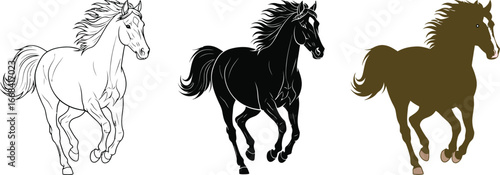 Majestic horses gallop with power and grace across a clean background