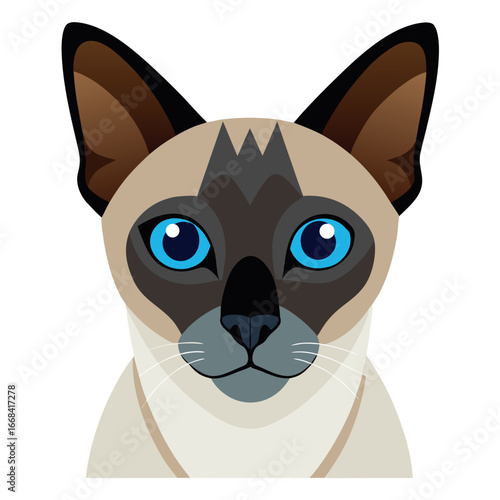 Captivating Siamese Portrait A Detailed Illustration of this Beloved Breed