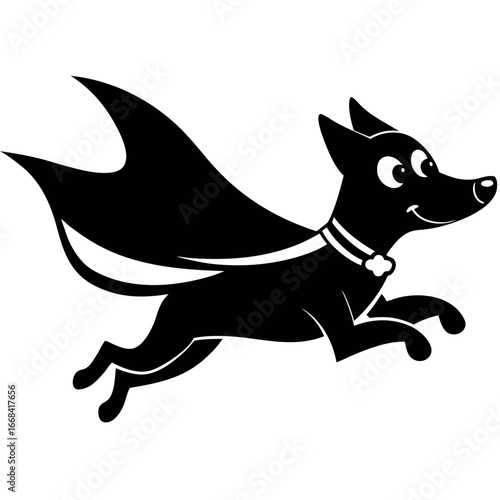 Superhero Dog A Courageous Canine Flying with a Dynamic Silhouette
