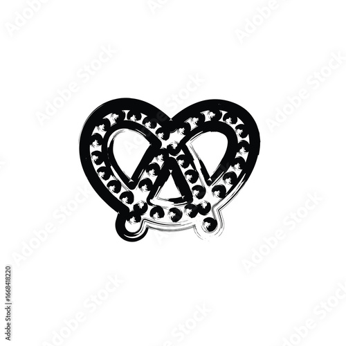 Salted German pretzel bakery Icon Brush Stroke Stock Illustration
