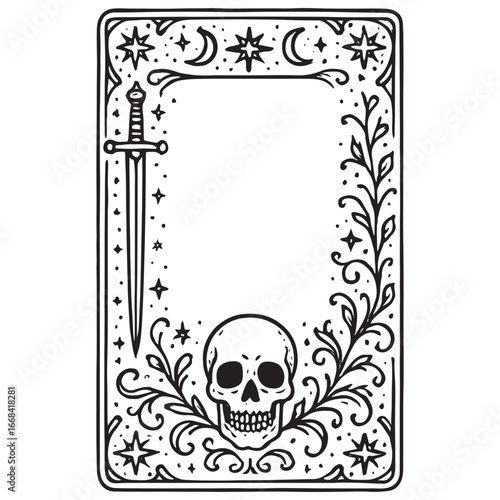 Tarot card frame set, vector hand drawn doodle fantasy border, spiritual mystic game vector