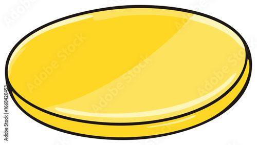 Single shiny blank gold coin cartoon illustration for finance business and success