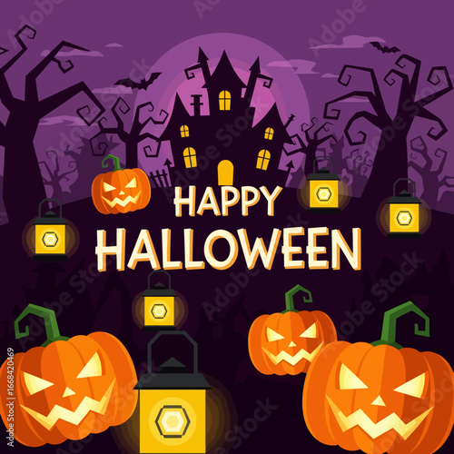 Happy Halloween Spooky Night Pumpkins