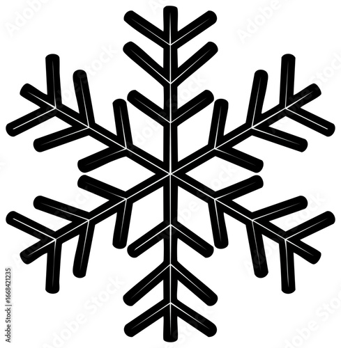 Stylized black and white snowflake symbol for winter season and holiday designs