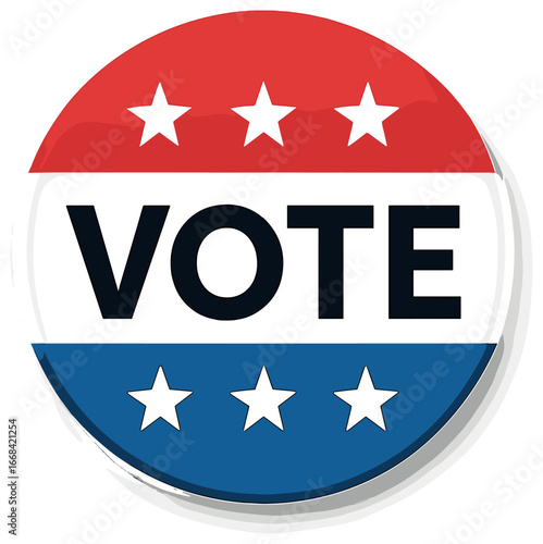 Patriotic voting button vector – american election, democracy emblem, civic engagement symbol