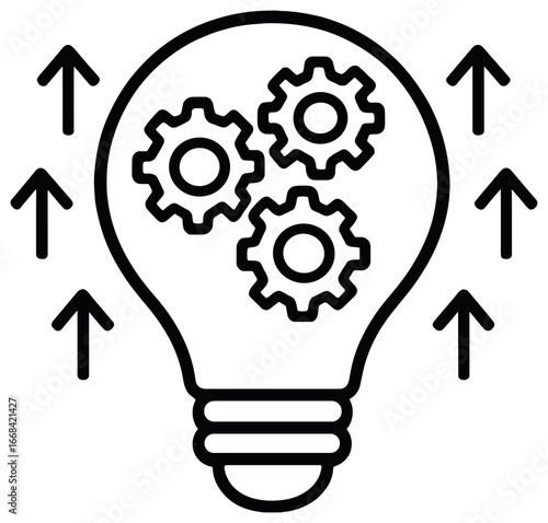 Innovative gear bulb vector: conceptual design of creative idea development and innovation