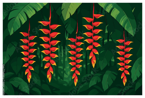 Tropical canopy vector: exquisite elegance of vivid foliage in a lush jungle paradise
