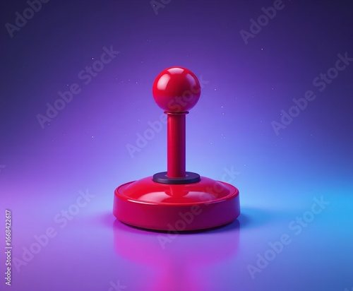 vintage red arcade joystick with base for retro gaming concept