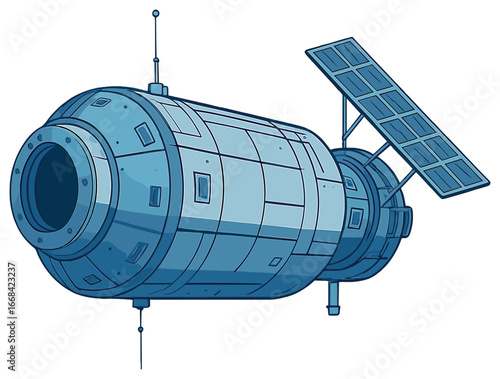 Futuristic space station concept design | sci-fi satellite vector art for exploration