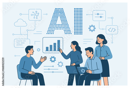Futuristic technology collaboration vector: ai teamwork concept for innovative solutions