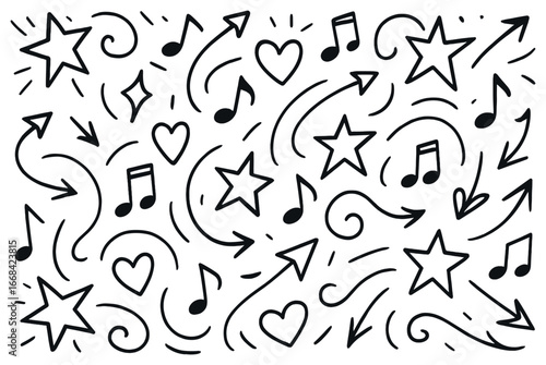 Whimsical music and dance vector: rhythmic doodles for creative holiday designs