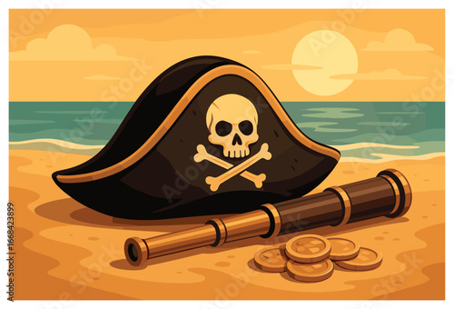 Pirate treasure discovery vector: explore hidden gold and adventure on mysterious islands