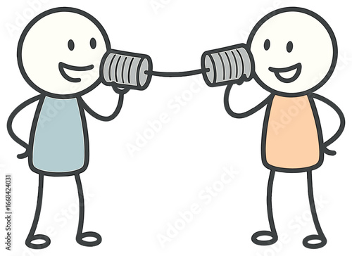 Tin can phone communication concept vector - simple conversation, connection, communication