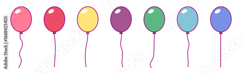 vector cartoon balloons isolated on transparent background. 