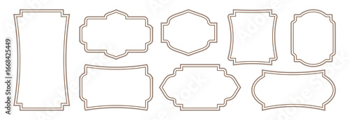 Set of frames border design vintage. Outline frame various shape graphic element collection. Design template retro cover, wedding invitation, greeting card, sale banner, luxury premium quality price 