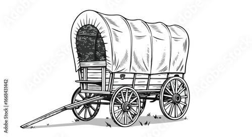 Historical covered wagon journey across the american frontier wagons travel westward expansion pioneer life settlers transportation
