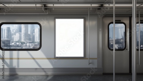 blank poster on a train