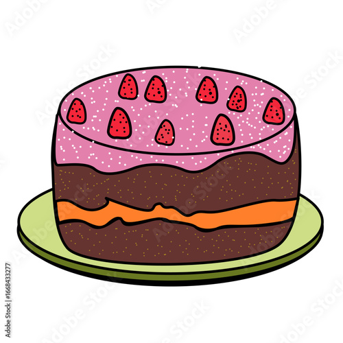 illustration of a raspberry cake
