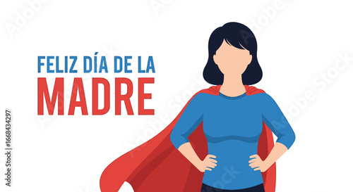 A woman superhero graphic, celebrating Mother's Day in Spanish.