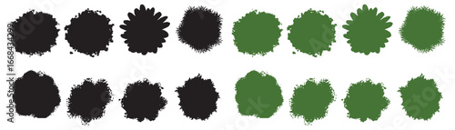 Vector set of watercolor blooming green tree top view isolated on white backdrop for landscape plan and architecture drawing, botanical elements for environment and garden flowers spring. Leaf sketch