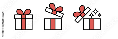 Festive Gifts in White Boxes with Red Ribbons Holiday Surprise and Celebration Vector Illustration