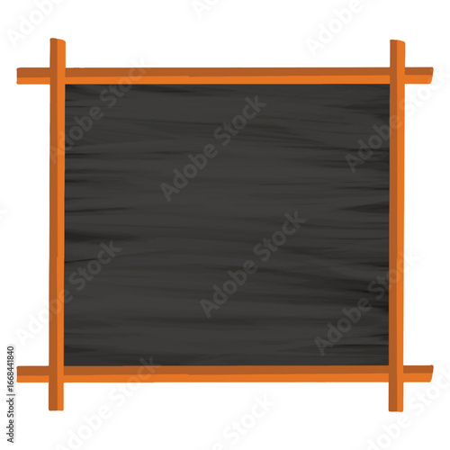 Blank chalkboard in wooden frame. Vintage chalkboard. Blank black board texture blackboard background. Slate with wooden bamboo frame. Cartoon vector hand drawn school blackboard, back to school