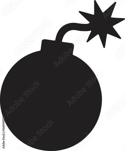 Bomb silhouette vector, explosive and military design, ideal for tactical and combat graphics.