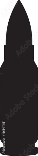 Bullet silhouette vector, ammunition and firearm design, ideal for military and tactical graphics.