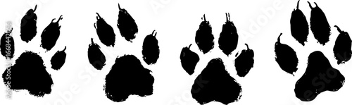 Distressed Black Animal Paw Prints