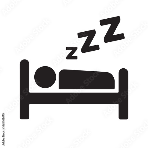 Sleeping Bed Icon with ZZZ Symbol Vector