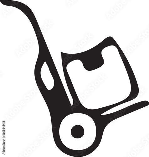 Hand Truck Icon: Simple Black Silhouette, Delivery and Transportation Symbol, Minimalist Design, Vector Graphic