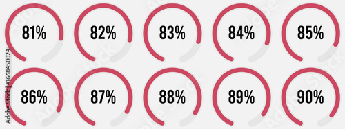 Set of circular sector percentage diagrams meters from 1 to 100 ready-to-use for web design, user interface ui. Set of circular sector percentage diagrams from 1 to 100. 