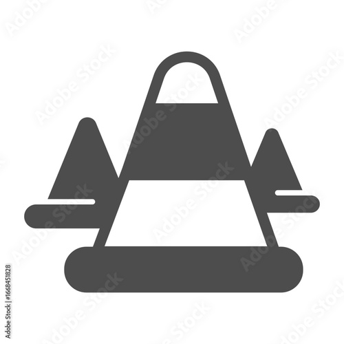 Traffic cones bundle solid icon, drivers permit concept. Vector graphics. Cones for emergency stop, safety sign on white background, glyph style icon for mobile or web design.
