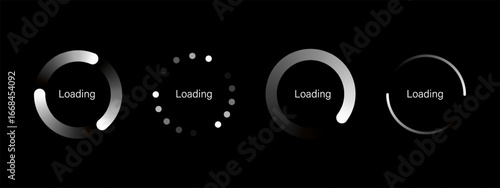 Loading circles indicator. Download process. 3d loading icons set. Minimalistic loading template. 