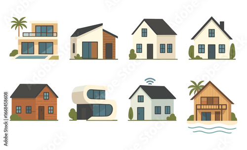 Different house styles: modern, minimalist, scandinavian, futuristic, smart, and more
