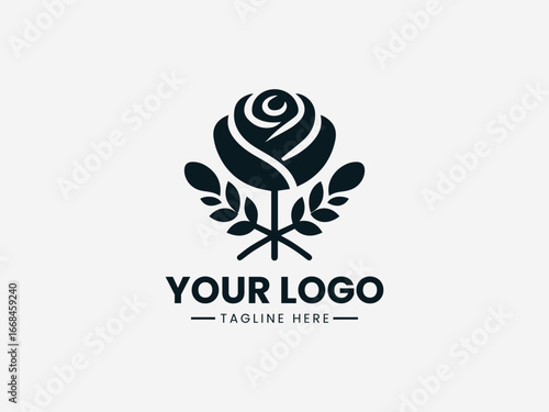 Elegant rose and wheat fusion with delicate petals and artisanal bakery elements vector logo